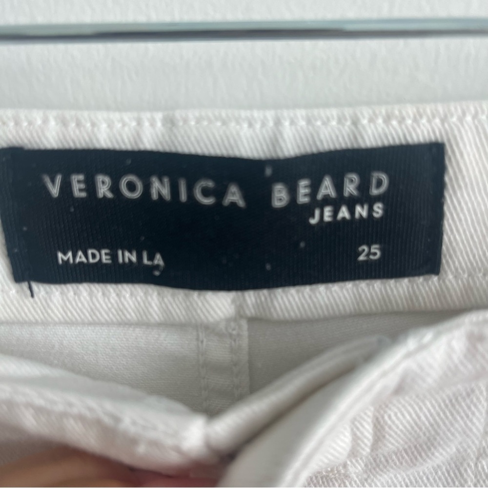 Veronica Beard Crosbie White Wide Leg Crop Jeans High Rise Button Fly 25 - Picture 4 of 8